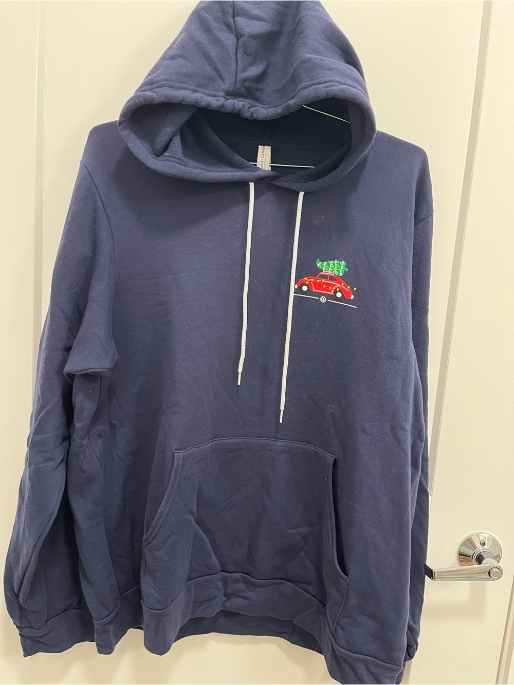 Navy Hoodie with Red Volkswagen Beetle Graphic - Men’s Casual Pullover